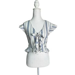 Abercrombie & Fitch Womens Coastal Chic Cottagecore Tie Front Peplum Top Size XS